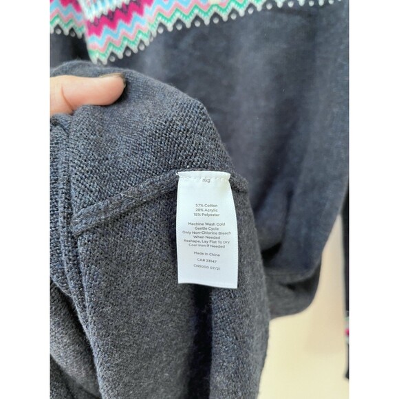 Talbots Women's Fair Isle Shift Sweater Dress Navy Long Sleeve NWT PXL Petite - Picture 6 of 7